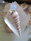 Opalite Crystal Arrowhead Natural Seashell Pendant Necklace