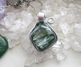 Green Seraphinite Crystal Natural Wire Wrapped Gemstone Pendant Necklace