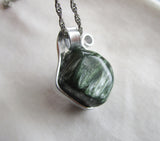 Green Seraphinite Crystal Natural Wire Wrapped Gemstone Pendant Necklace