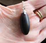 Black Shiva Lingam Natural Stone Wire Wrapped Pendant