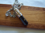 Russian Shungite Wire Wrapped Silver Bullet Jewelry Pendant