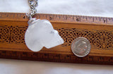 Natural Quartz Crystal Skull Day of the Dead Jewelry Pendant Necklace