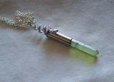 Silver Snake Green Aura Quartz Crystal Bullet Pendant