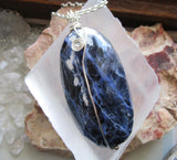 Blue Sodalite Large Natural Gemstone Pendant Necklace