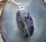 Blue Sodalite Large Natural Gemstone Pendant Necklace