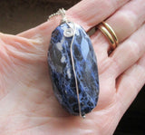 Blue Sodalite Large Natural Gemstone Pendant Necklace