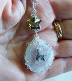 Solar Quartz Stalactite Slice Sterling Silver Pendant