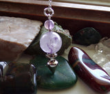 Lavender Amethyst Crystal Ball Spike Pendulum Pendant Necklace