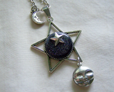 Night Stars Celestial Moon and Star Pendant