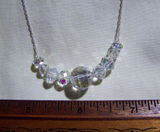 Aurora Borealis Swarovski Crystals Sterling Silver Necklace