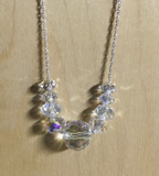 Aurora Borealis Swarovski Crystals Sterling Silver Necklace