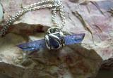 Indigo Aura Raw Quartz Crystal Pendant