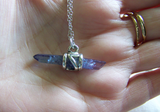 Indigo Aura Raw Quartz Crystal Pendant