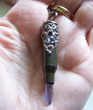 Indigo Aura Quartz Filigree Bullet Jewelry Pendant Necklace