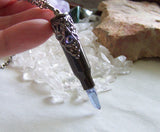 Indigo Aura Quartz Filigree Bullet Jewelry Pendant Necklace