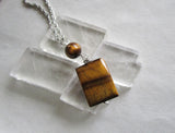 Natural Gold Tiger's Eye Gemstone Crystal Pendant Necklace