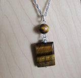 Natural Gold Tiger's Eye Gemstone Crystal Pendant Necklace