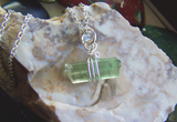 Green Tourmaline 925 Silver Wire Wrapped Gemstone Pendant Necklace