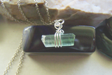 Green Tourmaline 925 Silver Wire Wrapped Gemstone Pendant Necklace