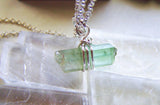 Green Tourmaline 925 Silver Wire Wrapped Gemstone Pendant Necklace