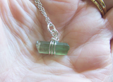 Green Tourmaline 925 Silver Wire Wrapped Gemstone Pendant Necklace