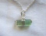 Green Tourmaline 925 Silver Wire Wrapped Gemstone Pendant Necklace