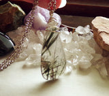 Natural Green Tourmaline Quartz Crystal Pendant Necklace