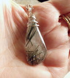 Natural Green Tourmaline Quartz Crystal Pendant Necklace