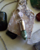 Natural Tree Agate Celtic Silver Bullet Jewelry Pendant