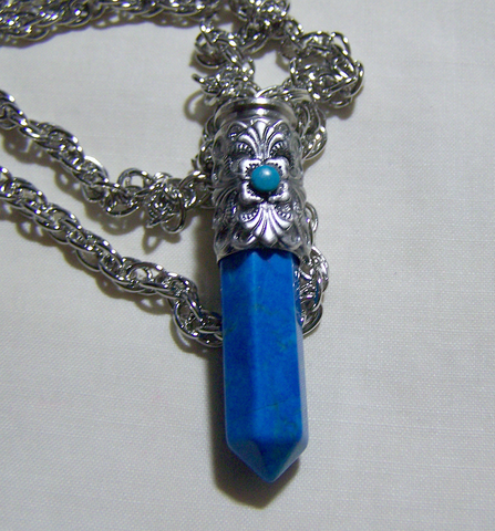 Filigree Turquoise and Howlite Bullet Jewelry Pendant