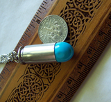 Turquoise Gemstone Silver Bullet Jewelry Pendant