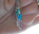 Quartz Crystal and Turquoise Silver Bullet Jewelry Pendant