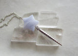 Silver Unicorn Horn Blue Lace Agate Star Pendant Necklace