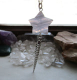 Silver Unicorn Horn Blue Lace Agate Star Pendant Necklace