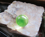 Vaseline UV Glow Glass Marble Vintage Pendant Necklace