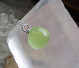 Vaseline UV Glow Glass Marble Vintage Pendant Necklace