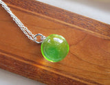 Vaseline UV Glow Glass Marble Vintage Pendant Necklace