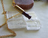 Quartz Crystal Boxwood Mini Wand Bullet Jewelry Necklace Pendant