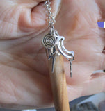 Natural Neem Wood Wand with Celestial Charms Pendant Necklace