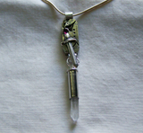 Steampunk Mechanical Watchworks Silver Dagger Quartz Bullet Necklace