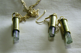 Watermelon Tourmaline Bullet Pendant and Earrings Set