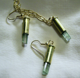 Watermelon Tourmaline Bullet Pendant and Earrings Set