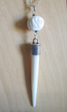 Natural White Bone Point Carved Rose Bead Pendant Necklace