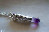 Wire Wrapped Rainbow Fluorite Silver Bullet Jewelry Pendant