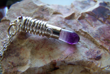 Wire Wrapped Rainbow Fluorite Silver Bullet Jewelry Pendant