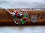 Silver Holly Christmas Lights Holiday Wreath Pendant